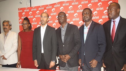 (L-r):  Shelley Chaudhary, managing Director, Seven Colours Digital Ltd, Zainab Baruwa-Abiola, head, HNI & High Value Acquisition Strategy, Airtel,  Nitin Anand, Vice President, Data & Innovation, Airtel,Olubunmi Ekundare, managing director, Intel, Francis Ebuehi, Vice President, Value Added Services, Airtel, Alex Dadson, MD, Blue Management Group,  at the media launch of Airtel’s Catapult-a-Startup entrepreneurial initiative held on Wednesday in Lagos.